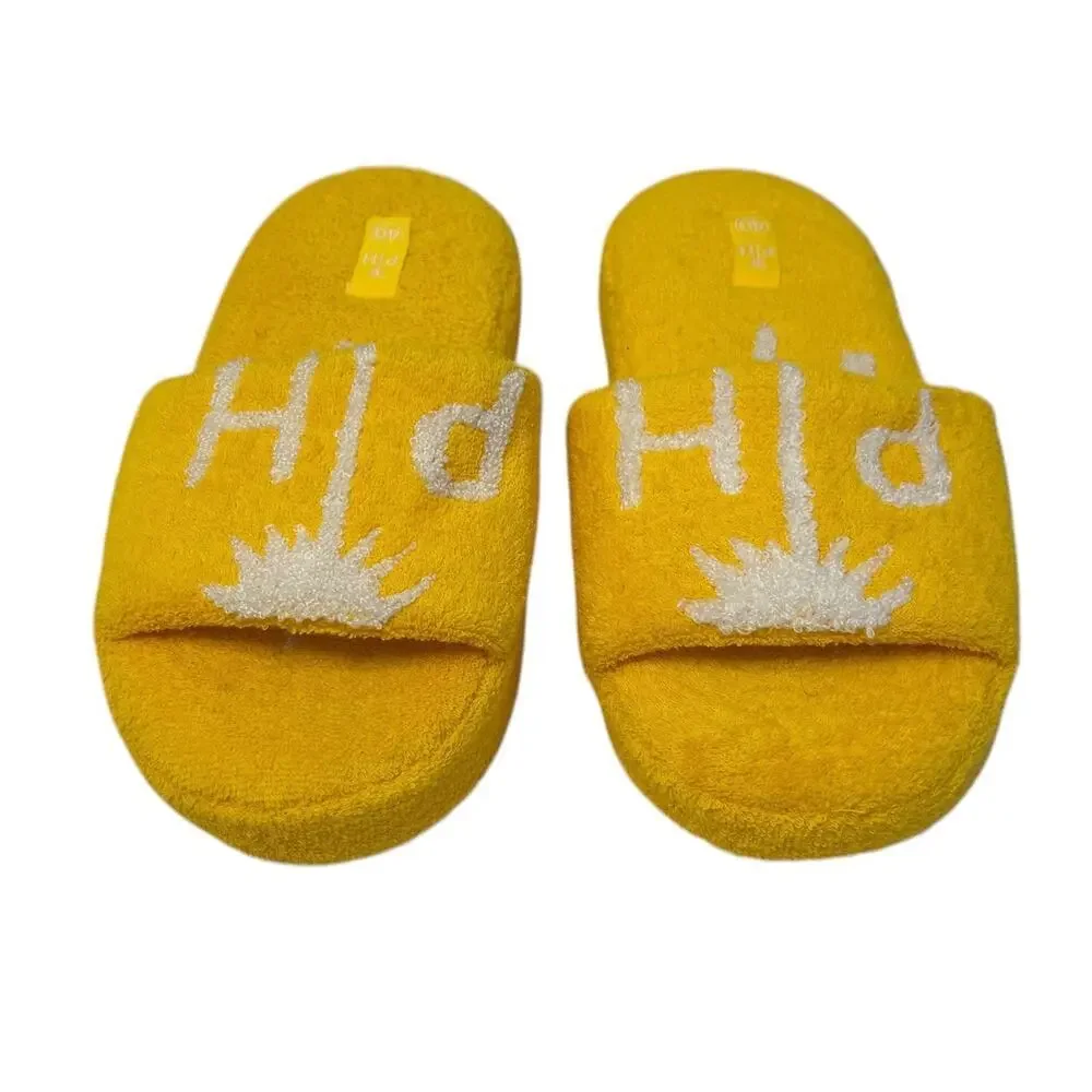 PH Palm Heights Collection Terry Cloth Beach Slides Yellow Sandals Slippers 40